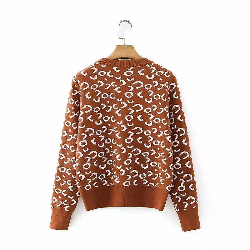 Fashion Brown Round Neck Long Sleeve Pullover,Sweater