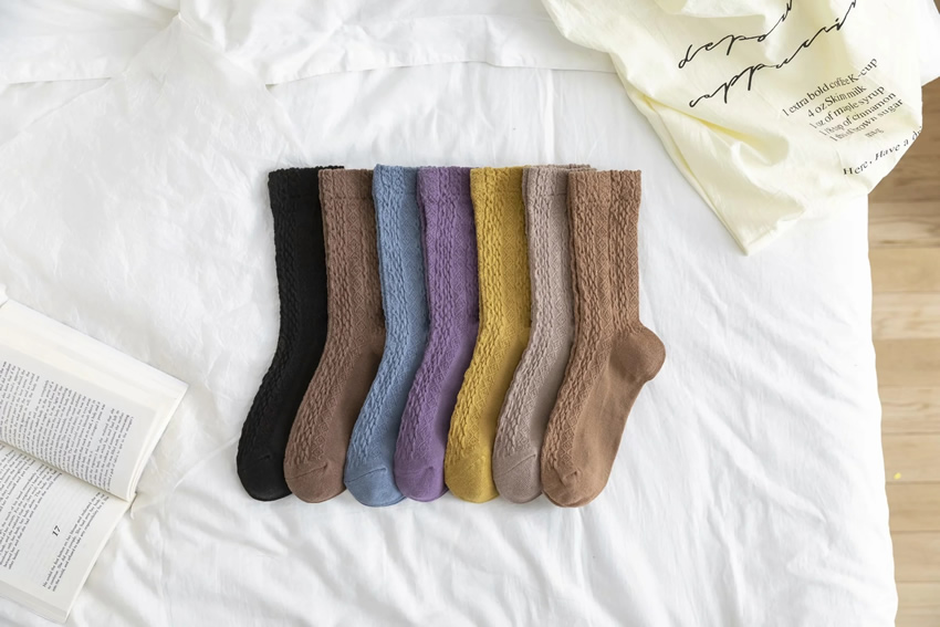 Fashion Brown Dark Pattern Solid Color Tube Pile Socks,Fashion Socks