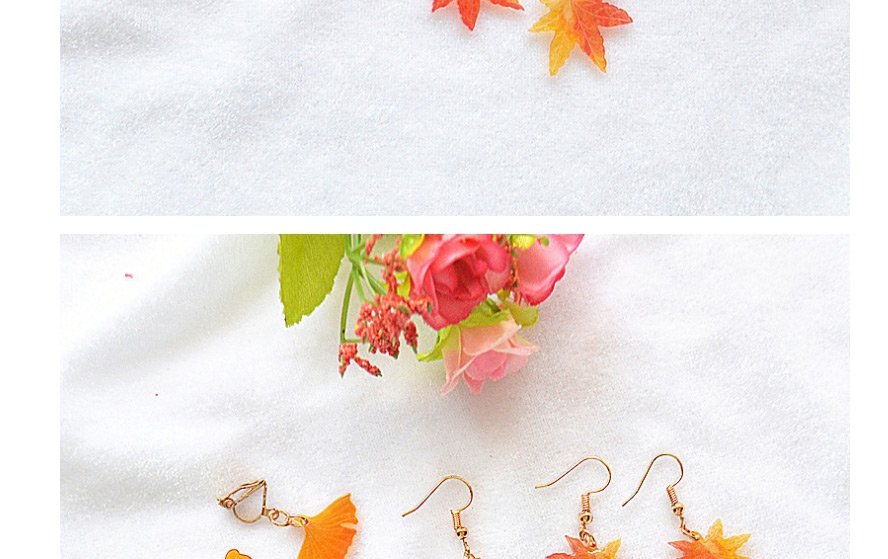 Fashion Maple Leaf Ear Clip Ginkgo Maple Leaf Resin Alloy Earrings,Clip & Cuff Earrings