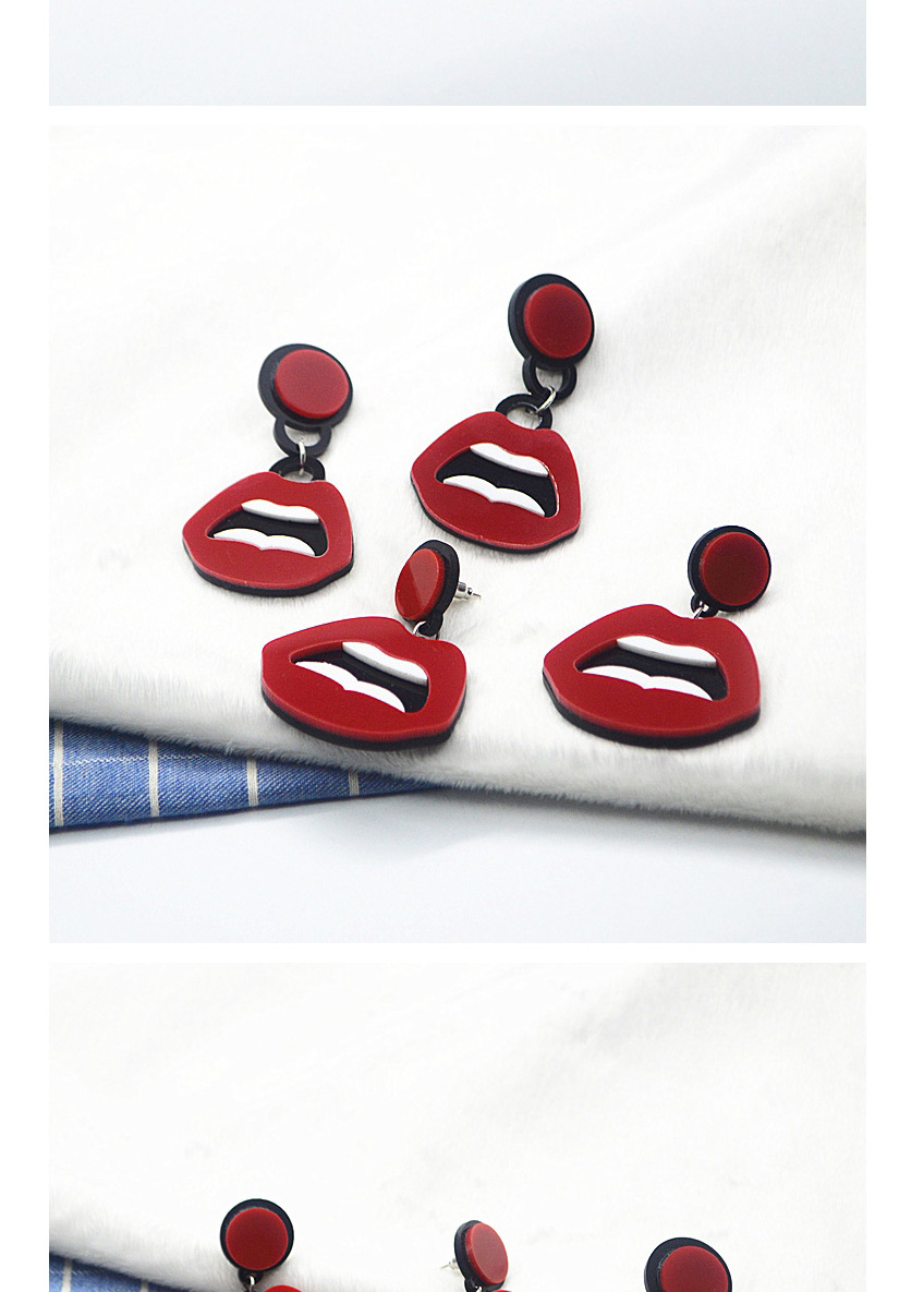 Fashion D Section Acrylic Lips Resin Alloy Earrings,Drop Earrings