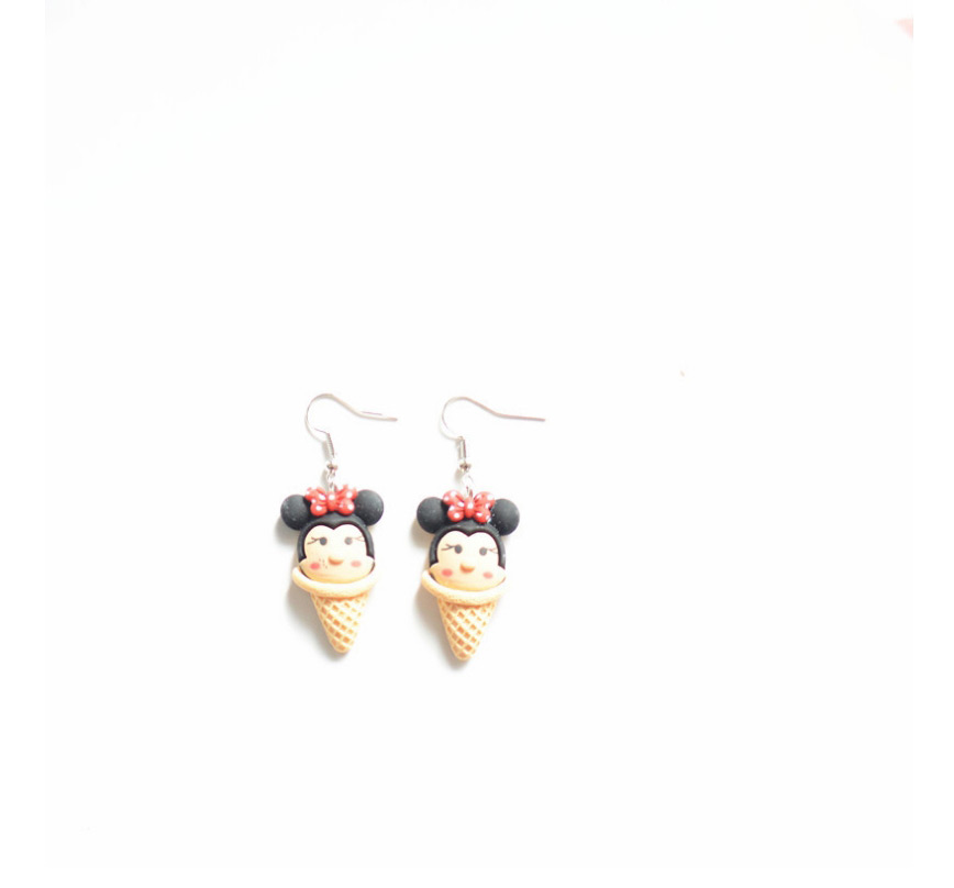 Fashion Mickey Ice Cream Unicorn Ice Cream Minnie And Mickey Earrings Ear Clips,Clip & Cuff Earrings