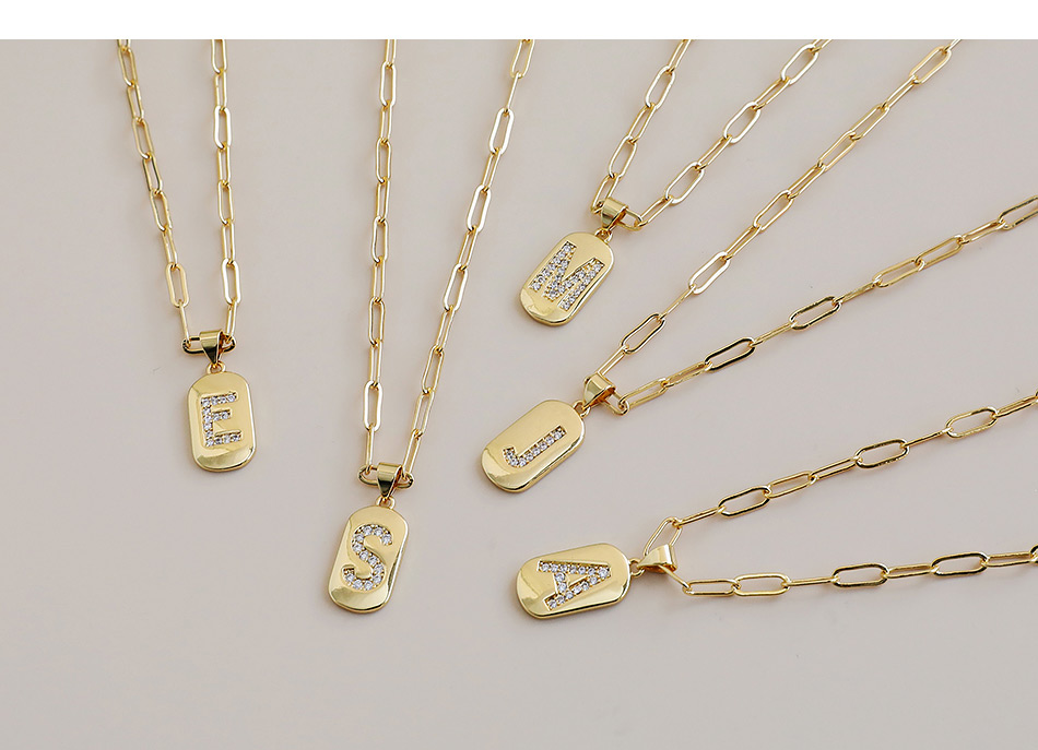 Fashion W 26 Letters Pendant Necklace With Copper Inlaid Zircon,Necklaces