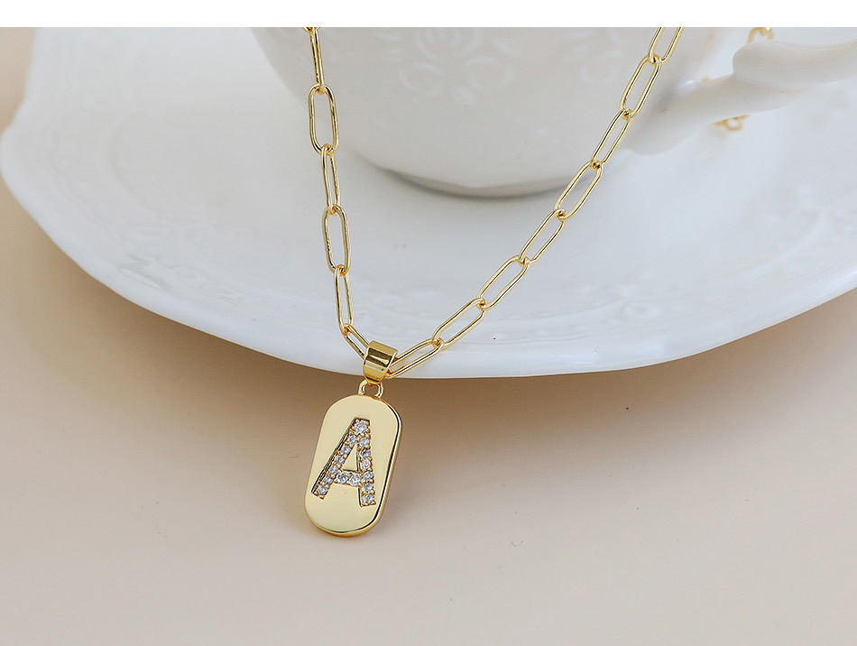 Fashion Q 26 Letters Pendant Necklace With Copper Inlaid Zircon,Necklaces