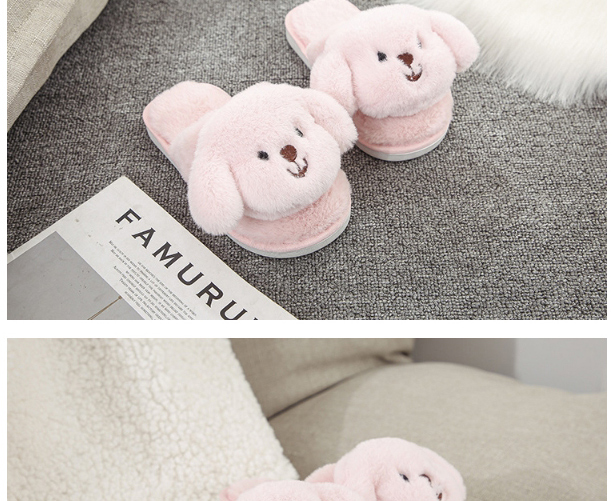 Fashion Gray Puppies Baotou Childrens Cotton Slippers,Slippers