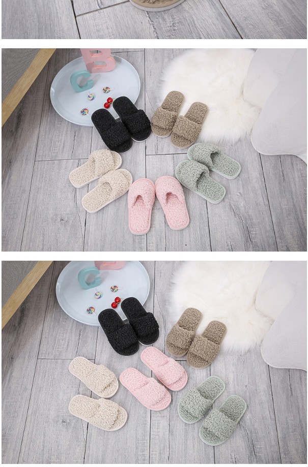 Fashion Matcha Childrens Lamb Wool Slippers With Flat Bottom,Slippers