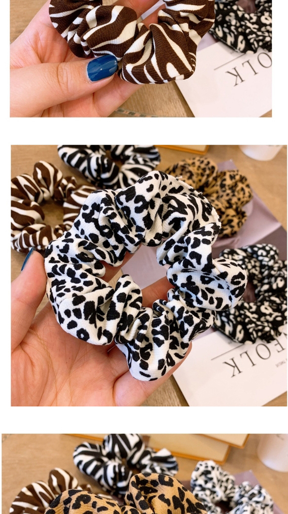 Fashion Coffee Color Stripes Big Bow Leopard Print Large Intestine Circle Hair Tie,Hair Ring