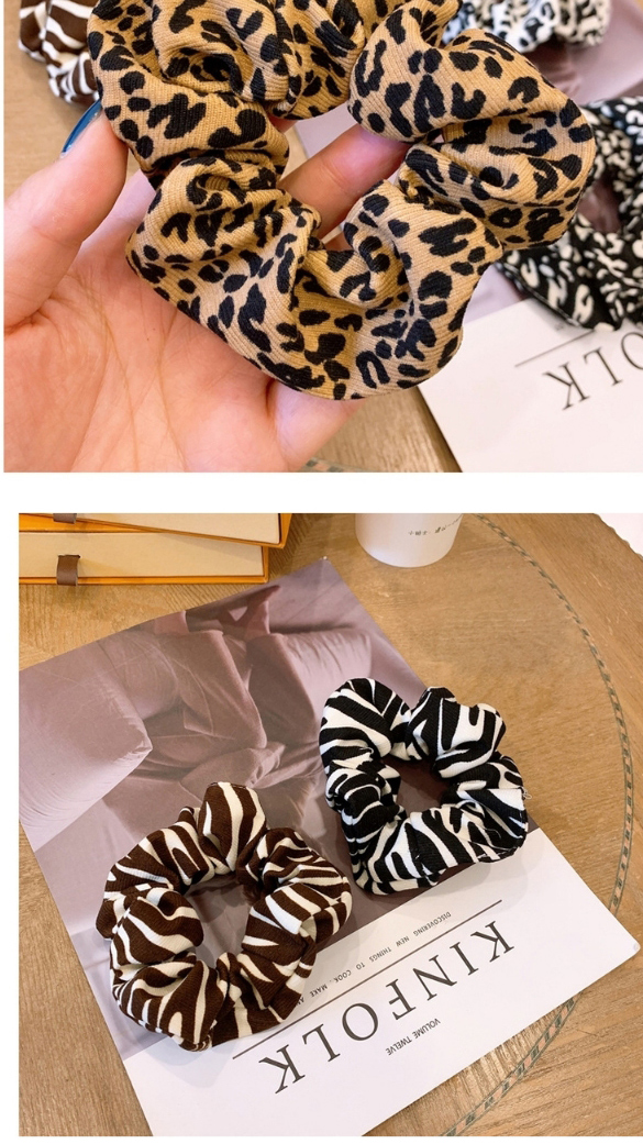 Fashion Coffee Color Stripes Big Bow Leopard Print Large Intestine Circle Hair Tie,Hair Ring