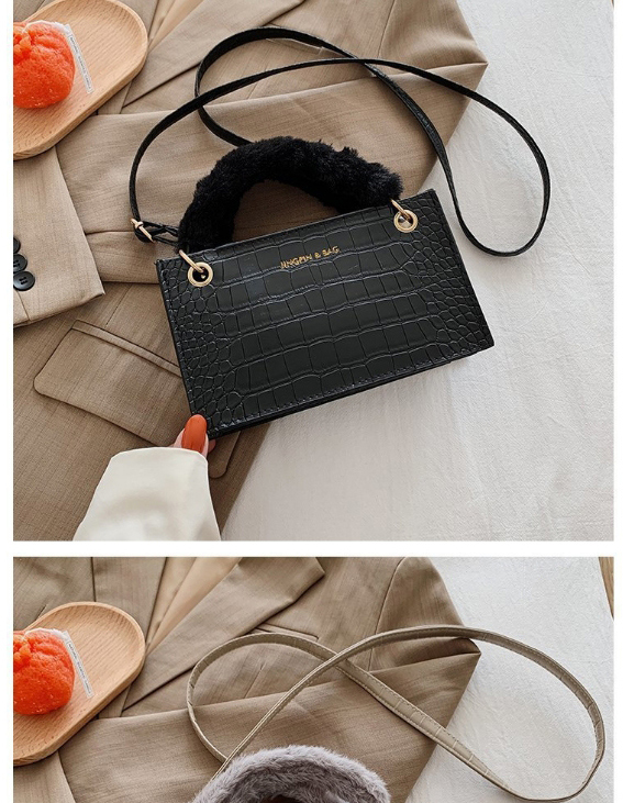 Fashion Gray Crocodile Pattern Bronzing Letter Chain Shoulder Messenger Bag,Shoulder bags