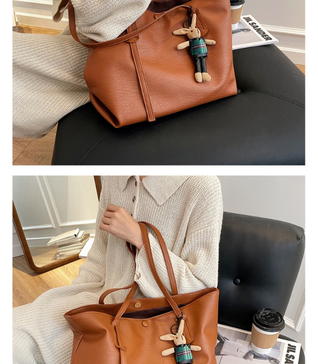 Fashion Brown Bag Solid Color Stitching Soft Leather Shoulder Bag,Messenger bags