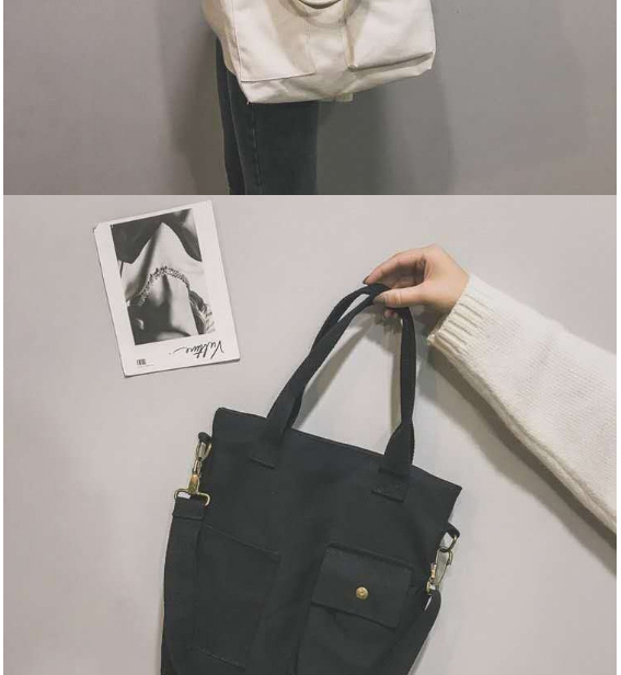 Fashion White Canvas Wideband Stitching Contrast Color Shoulder Messenger Bag,Shoulder bags