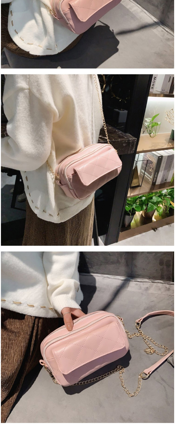 Fashion Pink Flap Diamond Chain Crossbody Shoulder Bag,Messenger bags