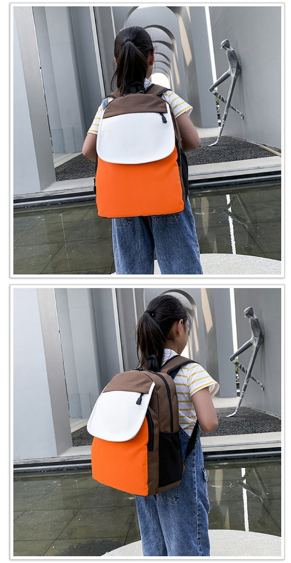 Fashion Orange Contrasting Contrast Canvas Backpack,Backpack