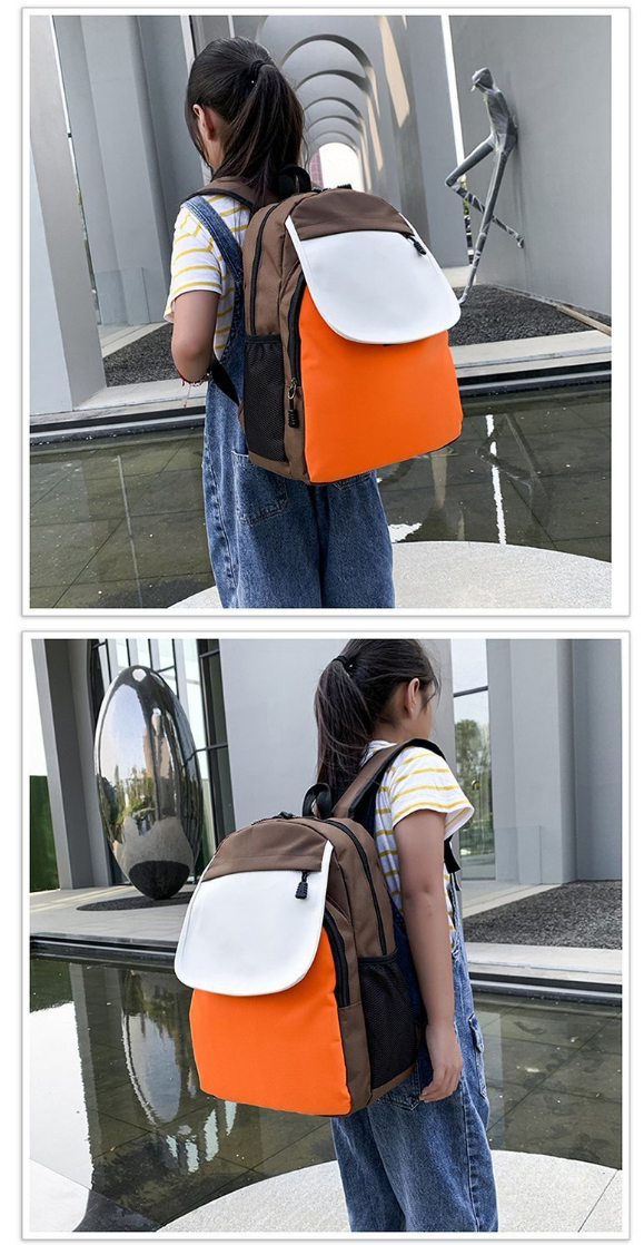 Fashion Orange Contrasting Contrast Canvas Backpack,Backpack
