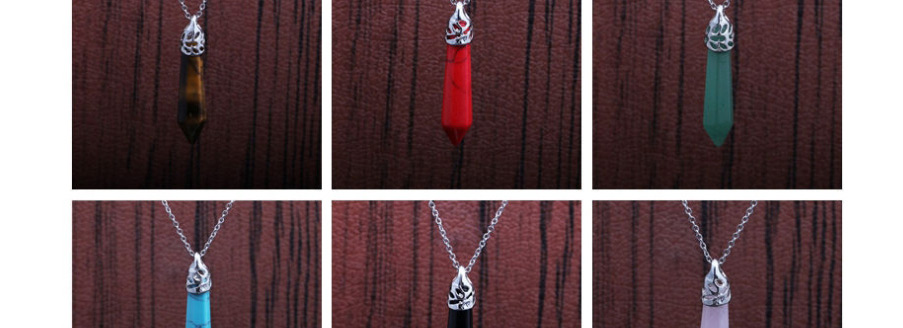 Fashion Amethyst Stainless Steel Chain Amethyst Hexagonal Pillar Pendant Necklace,Necklaces
