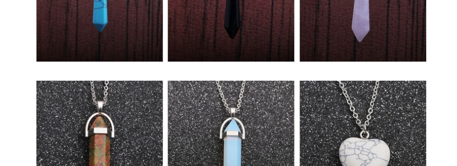 Fashion Amethyst Stainless Steel Chain Amethyst Hexagonal Pillar Pendant Necklace,Necklaces