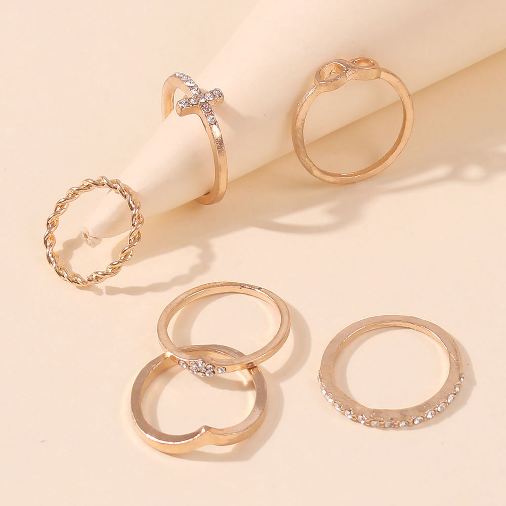 Fashion Golden 6-piece Alloy Diamond Geometric Ring,Fashion Rings