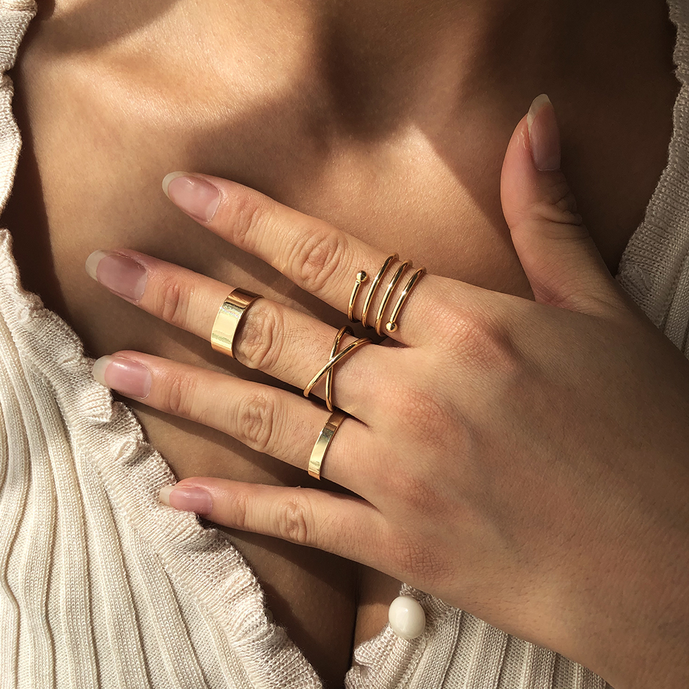 Fashion Golden 4-piece Alloy Geometric Ring,Fashion Rings