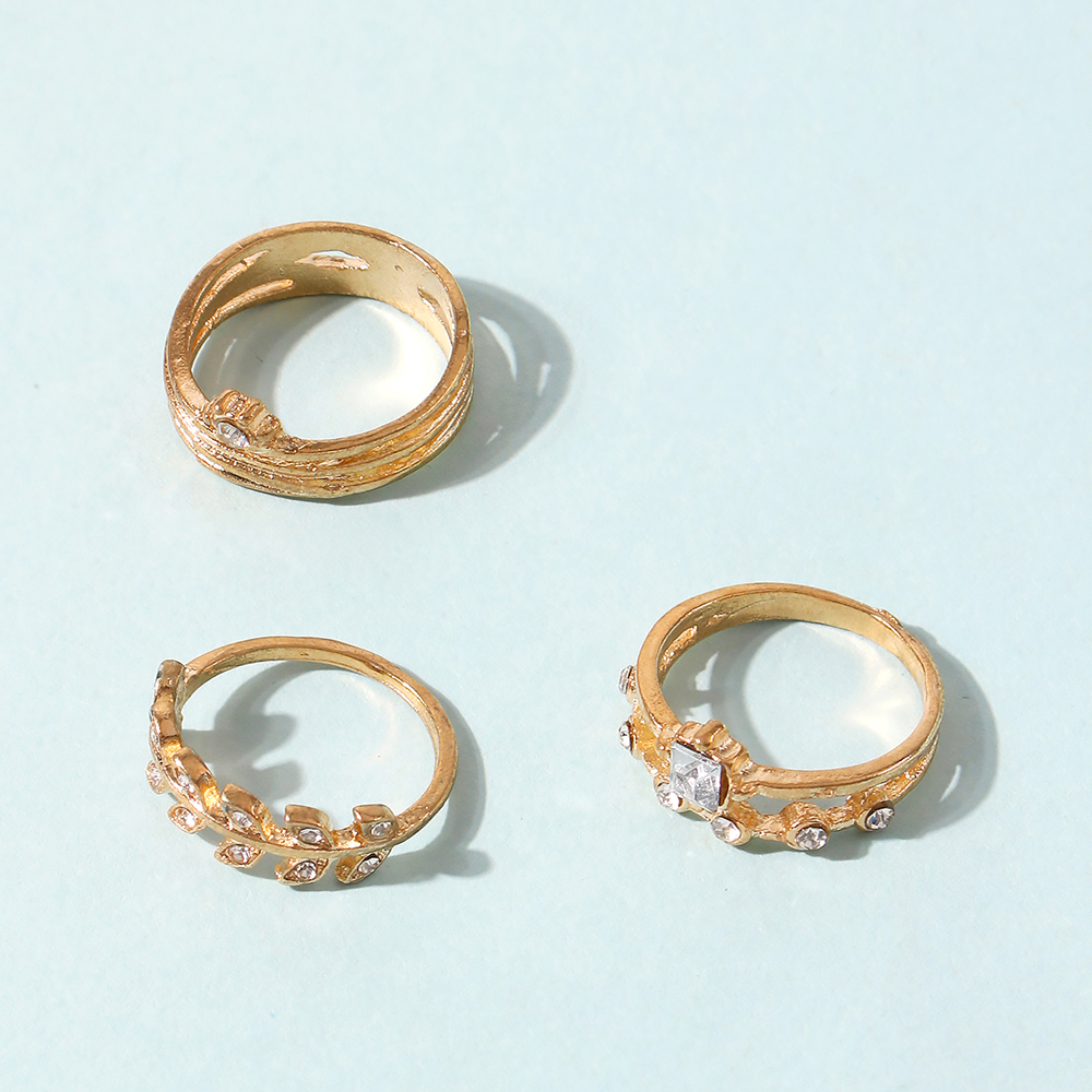 Fashion Golden 3-piece Alloy Diamond Geometric Ring,Fashion Rings