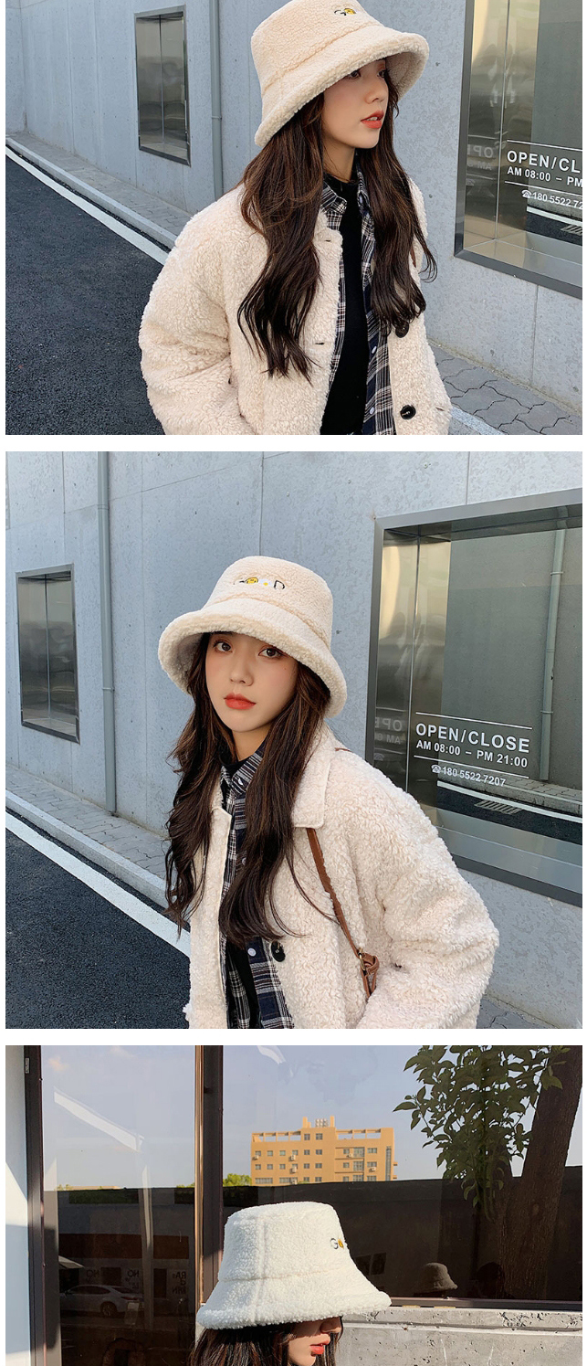 Fashion White Thicken Rabbit Fur Letter Embroidery Fisherman Hat,Sun Hats