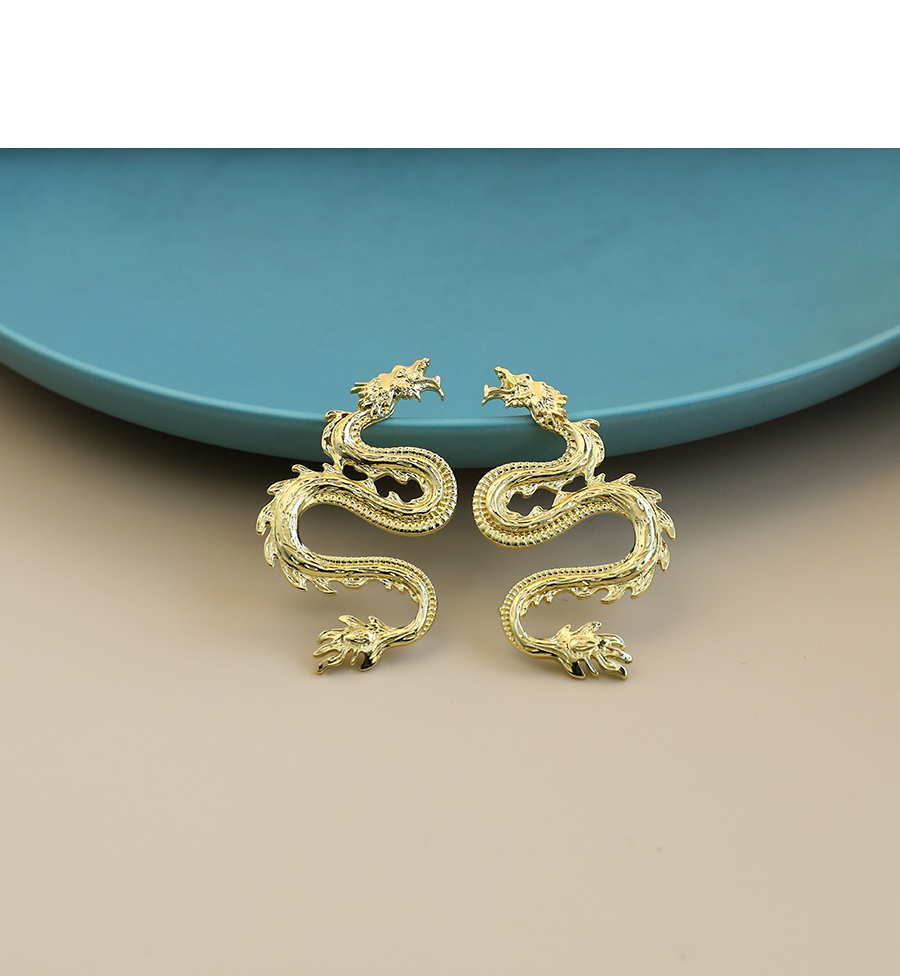 Fashion Golden Alloy Dragon Earrings,Stud Earrings