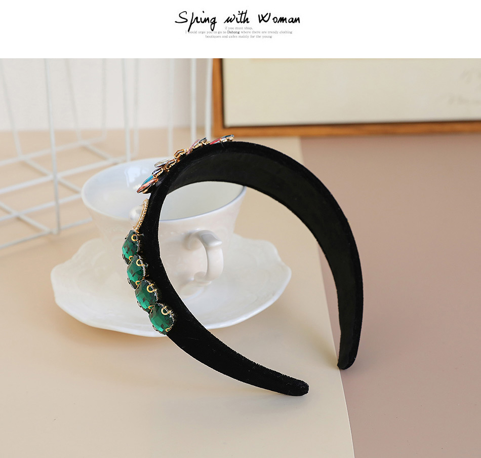 Fashion Green Fabric Alloy Diamond-studded Water Drop Headband,Head Band