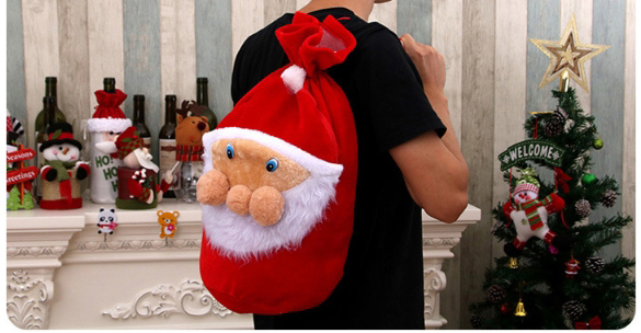 Fashion Old Man Face Bag Christmas Old Man Backpack Gift Gold Velvet Bag Candy Bag,Festival & Party Supplies
