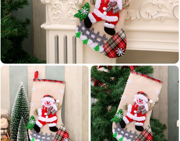Fashion Deer Linen Santa Christmas Stocking Gift Bag,Festival & Party Supplies