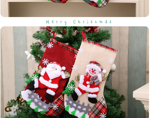 Fashion Deer Linen Santa Christmas Stocking Gift Bag,Festival & Party Supplies