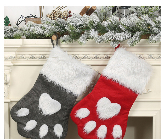 Fashion Gray Christmas Shaggy Dog ??paw Candy Bag,Festival & Party Supplies