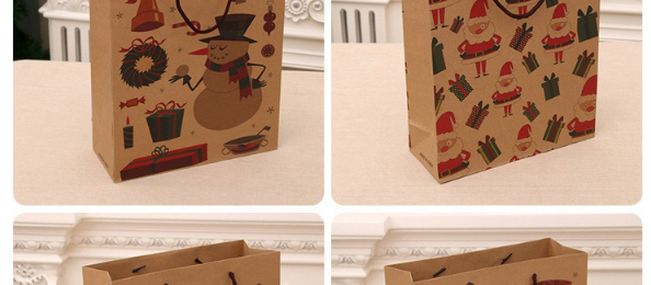 Fashion Medium [26*10*32cm] No. 2 Christmas Hand Kraft Paper Bag,Festival & Party Supplies