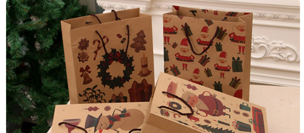 Fashion Medium [26*10*32cm] No. 4 Christmas Hand Kraft Paper Bag,Festival & Party Supplies