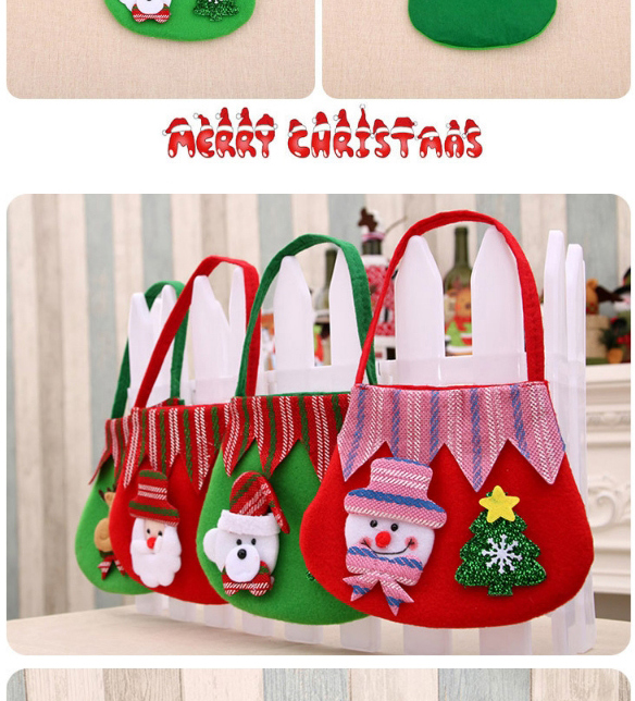 Fashion Old Man Christmas Supplies Brushed Cloth Apple Tote Bag,Festival & Party Supplies