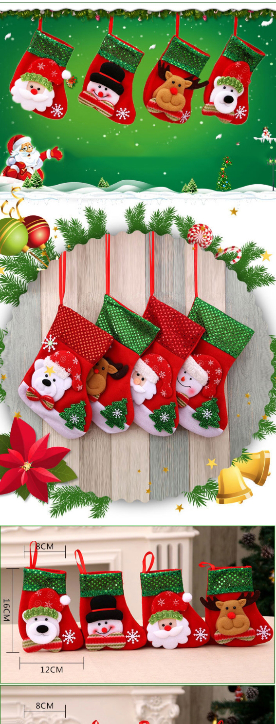 Fashion Sequined Small Socks (deer Style) Christmas Old Man Snowman Bear Christmas Stocking,Festival & Party Supplies
