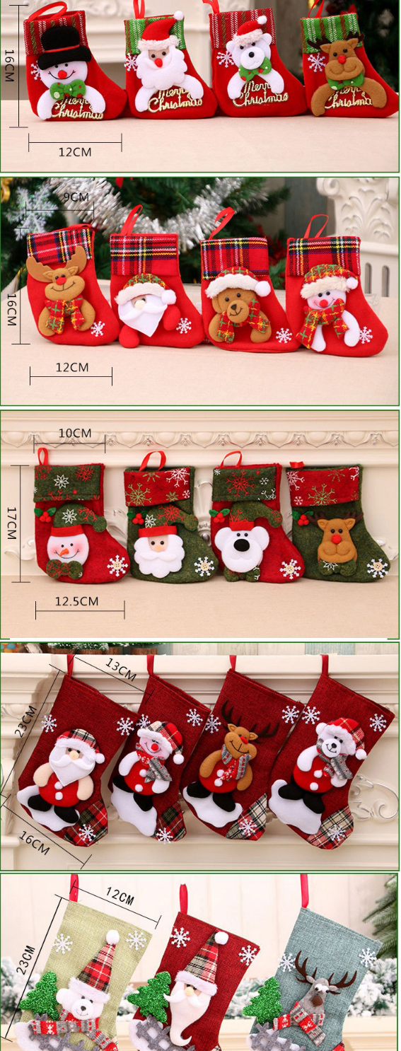 Fashion Linen Medium Socks (elderly) Christmas Old Man Snowman Bear Christmas Stocking,Festival & Party Supplies