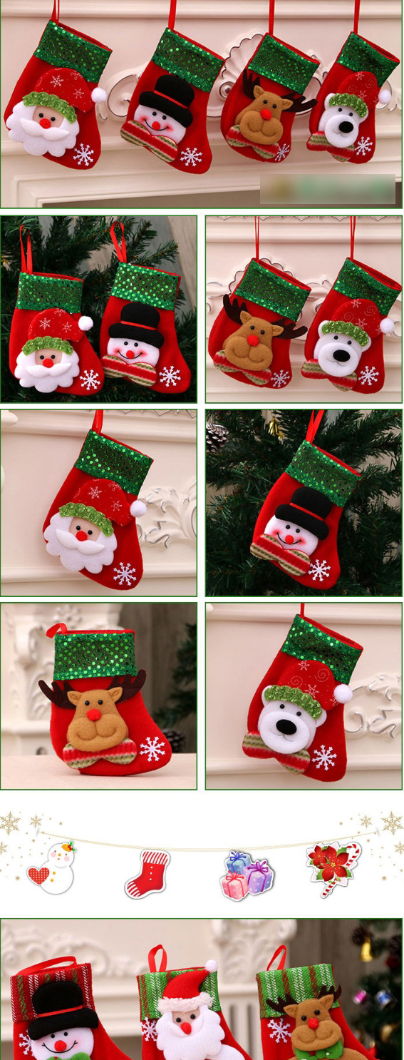 Fashion Linen Medium Socks (deer) Christmas Old Man Snowman Bear Christmas Stocking,Festival & Party Supplies