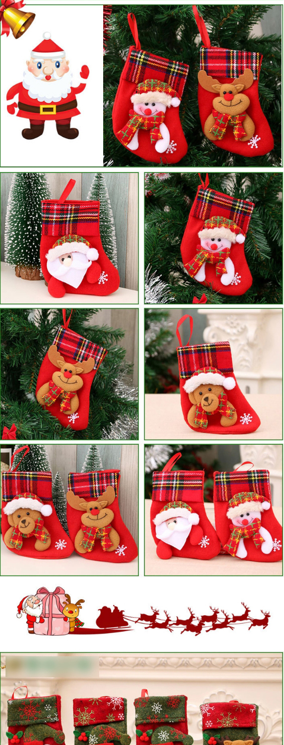 Fashion Linen Large Socks (deer) Christmas Old Man Snowman Bear Christmas Stocking,Festival & Party Supplies
