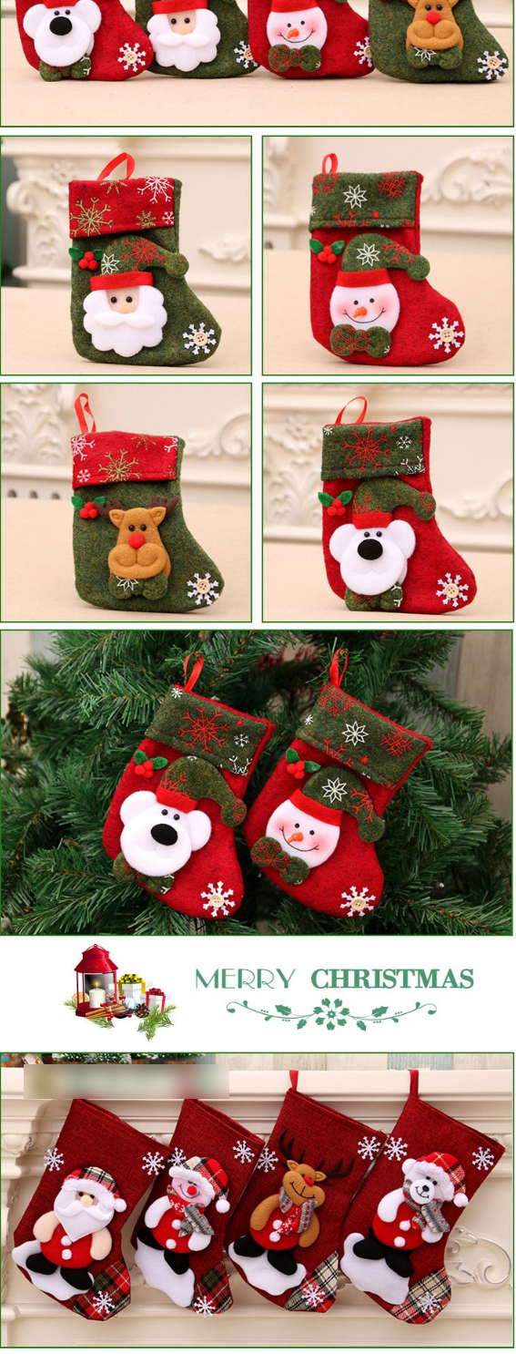 Fashion Linen Medium Socks (elderly) Christmas Old Man Snowman Bear Christmas Stocking,Festival & Party Supplies
