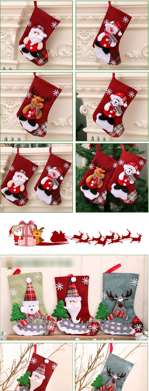 Fashion Sequined Medium Socks (old Man) Christmas Old Man Snowman Bear Christmas Stocking,Festival & Party Supplies