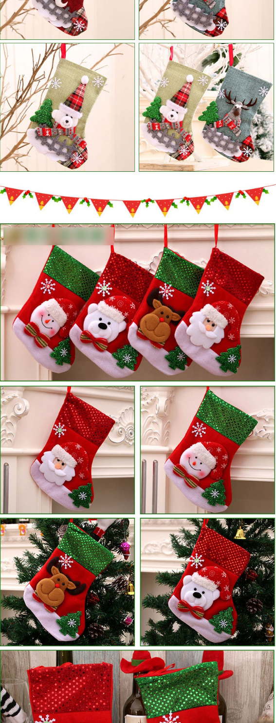 Fashion Linen Large Socks (snowman) Christmas Old Man Snowman Bear Christmas Stocking,Festival & Party Supplies