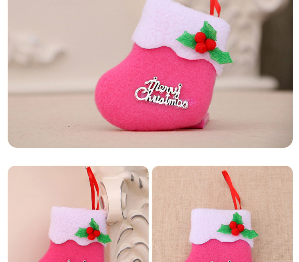 Fashion Pink Christmas Letters Contrast Color Christmas Socks,Festival & Party Supplies