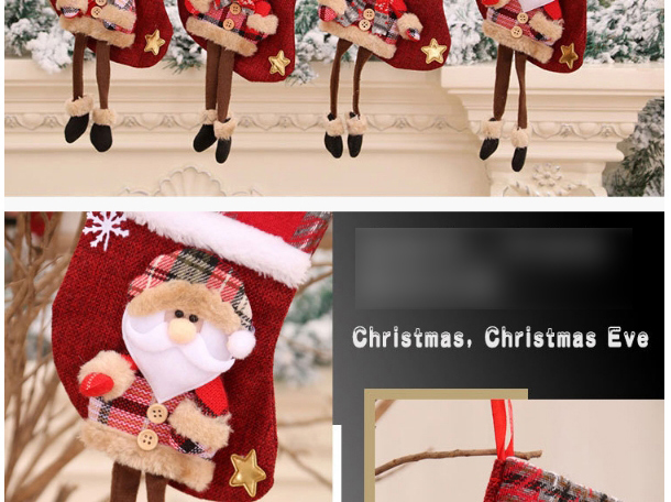 Fashion Old Man Christmas Doll Doll Three-dimensional Linen Long-leg Christmas Socks,Festival & Party Supplies