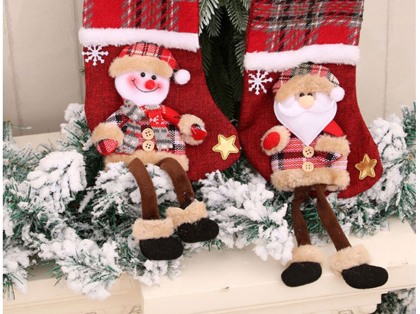 Fashion Old Man Christmas Doll Doll Three-dimensional Linen Long-leg Christmas Socks,Festival & Party Supplies