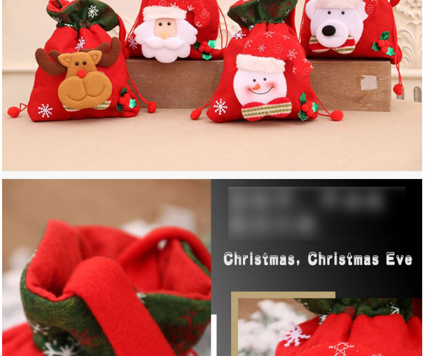 Fashion Bear Christmas Childrens Three-dimensional Printing Portable Storage Pocket,Festival & Party Supplies