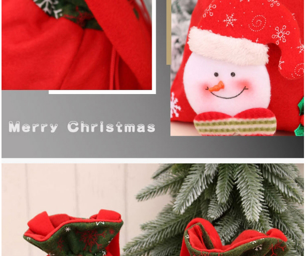 Fashion Snowman Christmas Childrens Three-dimensional Printing Portable Storage Pocket,Festival & Party Supplies
