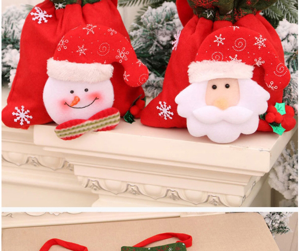 Fashion Snowman Christmas Childrens Three-dimensional Printing Portable Storage Pocket,Festival & Party Supplies