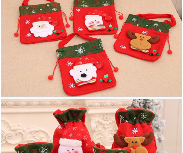 Fashion Deer Christmas Childrens Three-dimensional Printing Portable Storage Pocket,Festival & Party Supplies