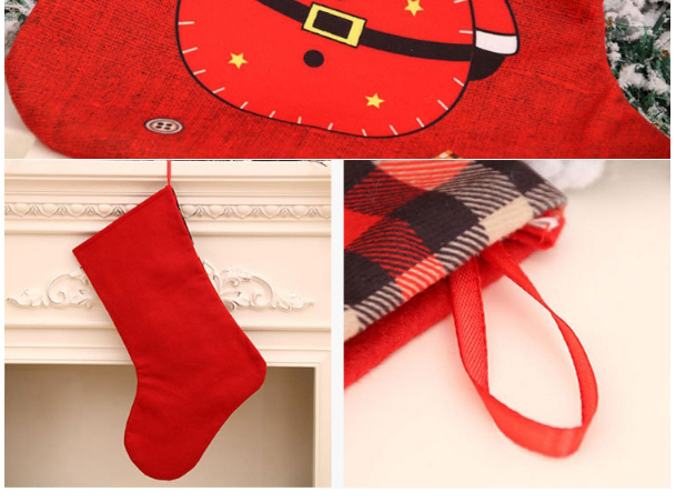 Fashion Old Man Christmas Printed Plaid Large Christmas Socks,Festival & Party Supplies