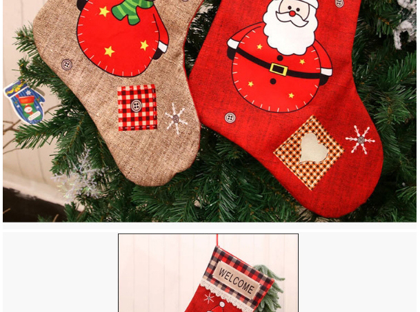 Fashion Old Man Christmas Printed Plaid Large Christmas Socks,Festival & Party Supplies