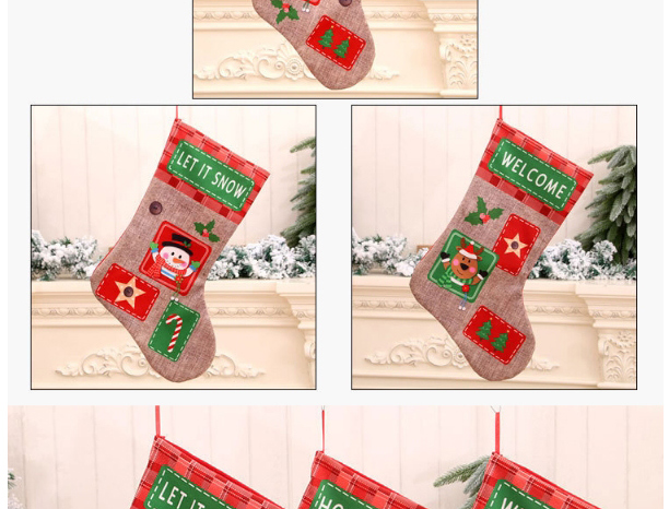 Fashion Old Man Christmas Extra Large Linen Letter Print Christmas Socks,Festival & Party Supplies
