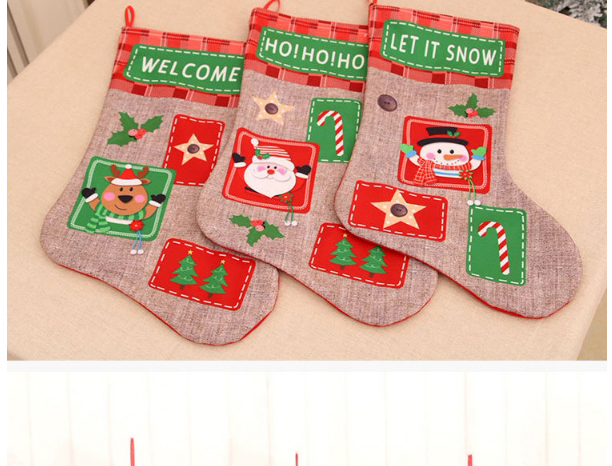 Fashion Snowman Christmas Extra Large Linen Letter Print Christmas Stocking,Festival & Party Supplies